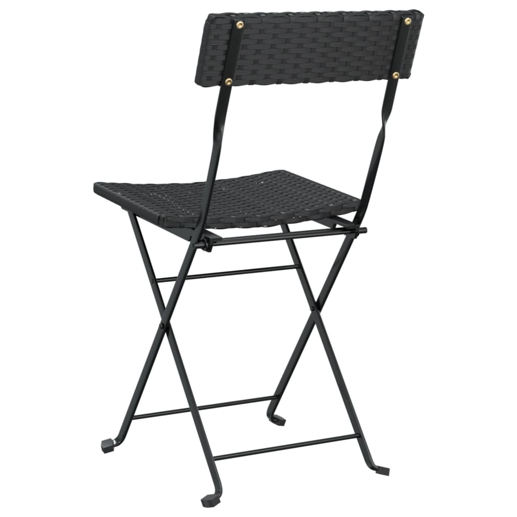 Bistrostoelen 4 st inklapbaar poly rattan en staal zwart Tuinstoelen | Creëer jouw Trendy Thuis | Gratis bezorgd & Retour | Trendy.nl