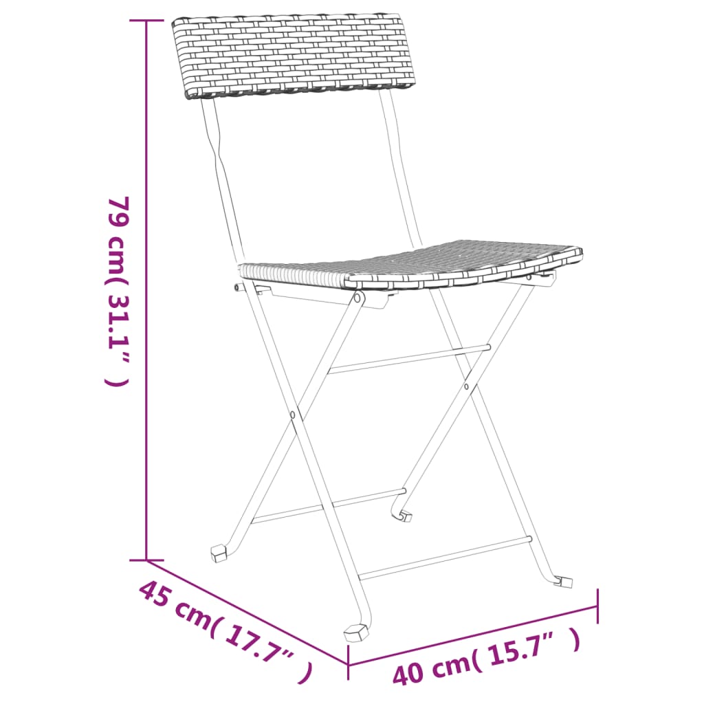 Bistrostoelen 4 st inklapbaar poly rattan en staal zwart Tuinstoelen | Creëer jouw Trendy Thuis | Gratis bezorgd & Retour | Trendy.nl