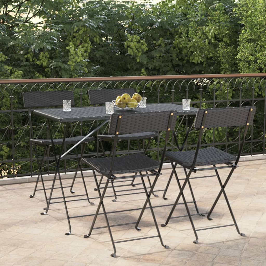 Bistrostoelen 4 st inklapbaar poly rattan en staal zwart Tuinstoelen | Creëer jouw Trendy Thuis | Gratis bezorgd & Retour | Trendy.nl