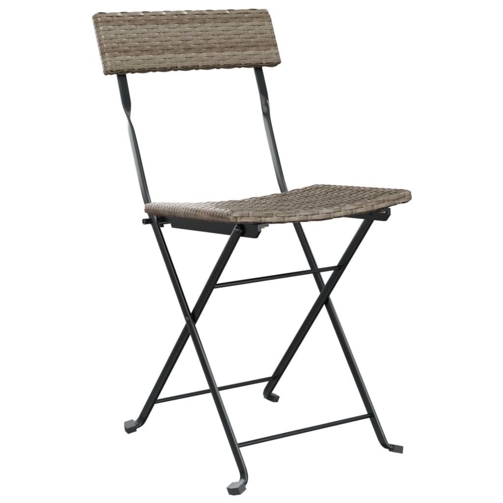 Bistrostoelen 8 st inklapbaar poly rattan en staal grijs Tuinstoelen | Creëer jouw Trendy Thuis | Gratis bezorgd & Retour | Trendy.nl