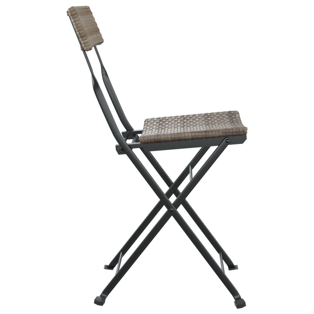 Bistrostoelen 8 st inklapbaar poly rattan en staal grijs Tuinstoelen | Creëer jouw Trendy Thuis | Gratis bezorgd & Retour | Trendy.nl