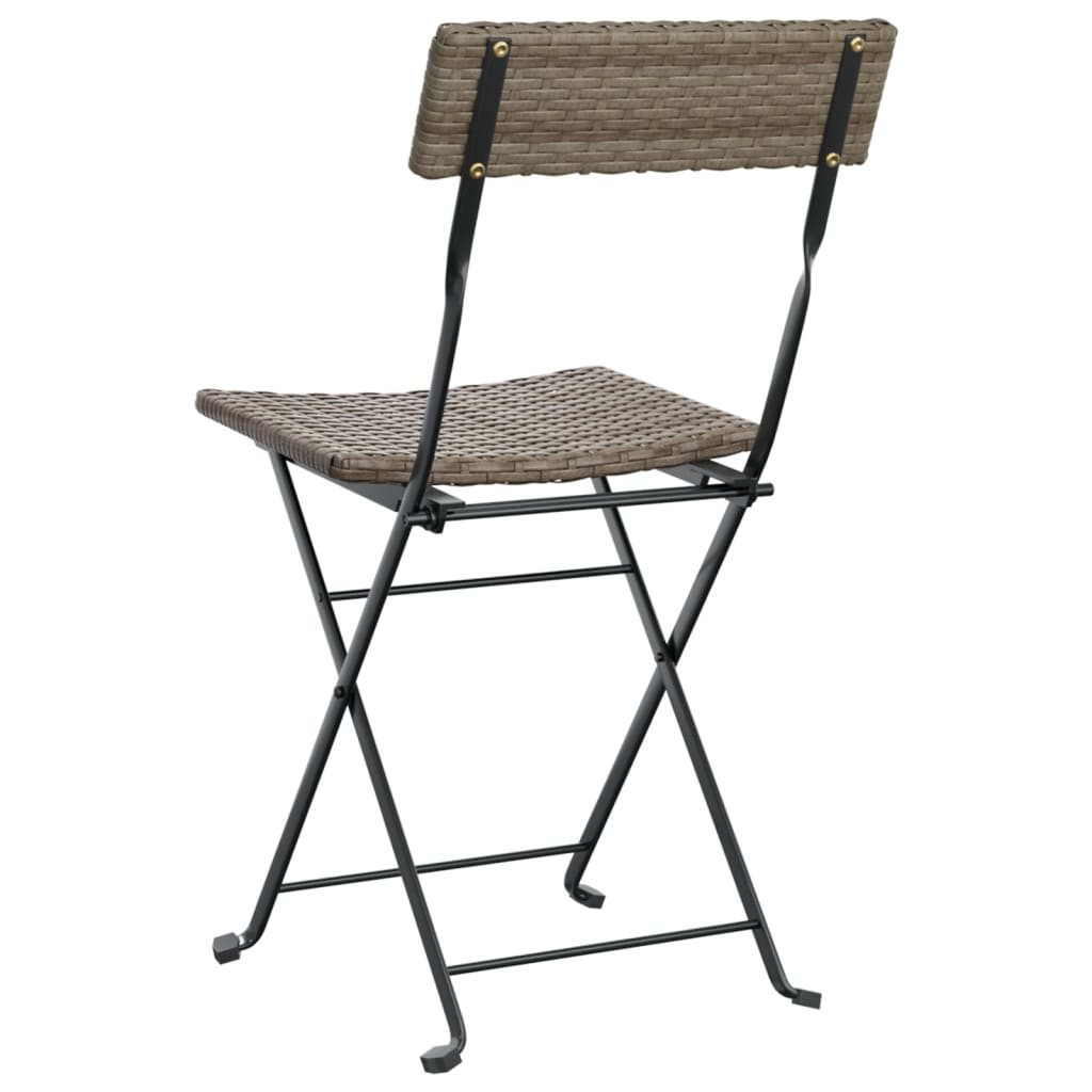 Bistrostoelen 8 st inklapbaar poly rattan en staal grijs Tuinstoelen | Creëer jouw Trendy Thuis | Gratis bezorgd & Retour | Trendy.nl