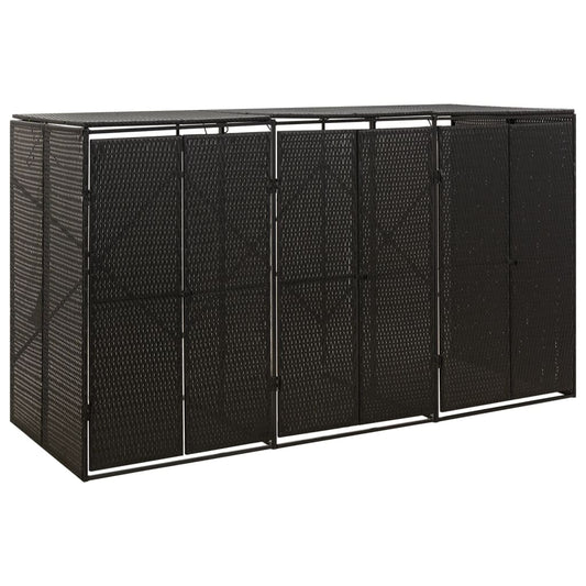 Containerberging driedubbel 207x80x117 cm poly rattan zwart Containerbergingen | Creëer jouw Trendy Thuis | Gratis bezorgd & Retour | Trendy.nl