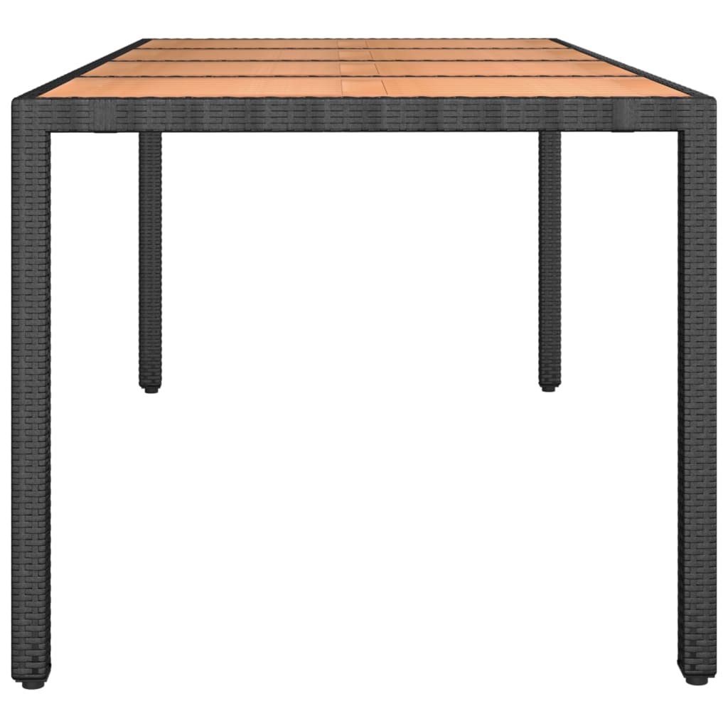 Tuintafel met houten blad poly ratten en acaciahout zwart Tuintafels | Creëer jouw Trendy Thuis | Gratis bezorgd & Retour | Trendy.nl