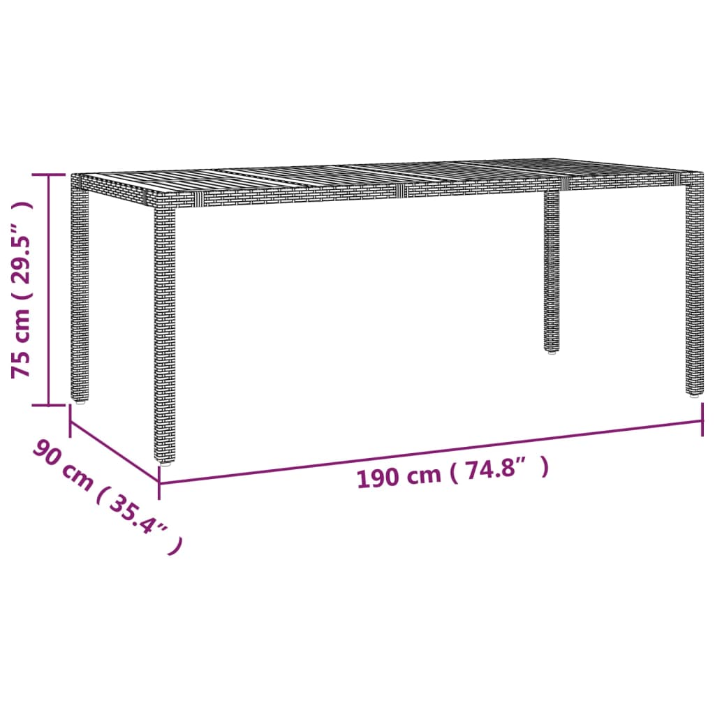 Tuintafel met houten blad poly ratten en acaciahout zwart Tuintafels | Creëer jouw Trendy Thuis | Gratis bezorgd & Retour | Trendy.nl