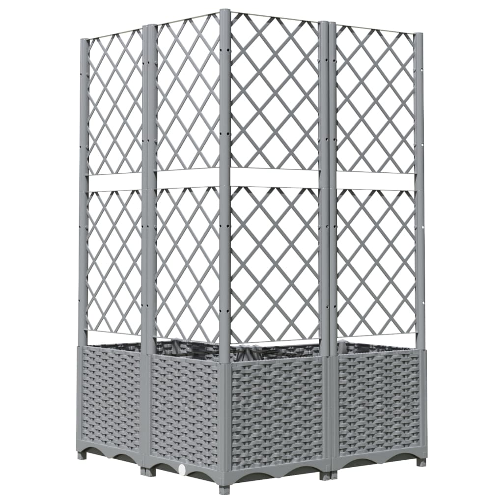 Plantenbak met latwerk 80x80x136 cm polypropeen lichtgrijs Bloempotten & plantenbakken | Creëer jouw Trendy Thuis | Gratis bezorgd & Retour | Trendy.nl