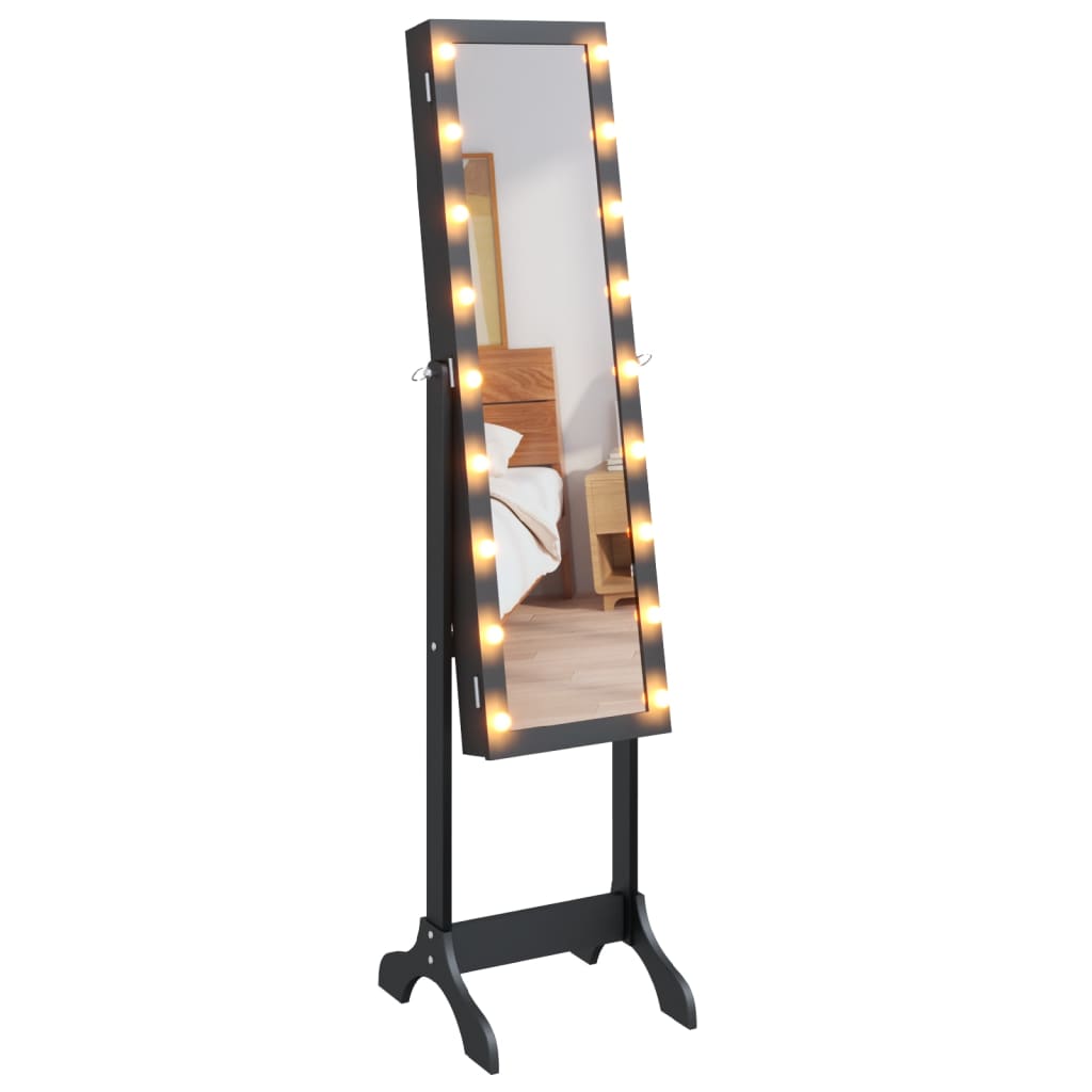 Spiegel vrijstaand met LED's 34x37x146 cm zwart Spiegels | Creëer jouw Trendy Thuis | Gratis bezorgd & Retour | Trendy.nl