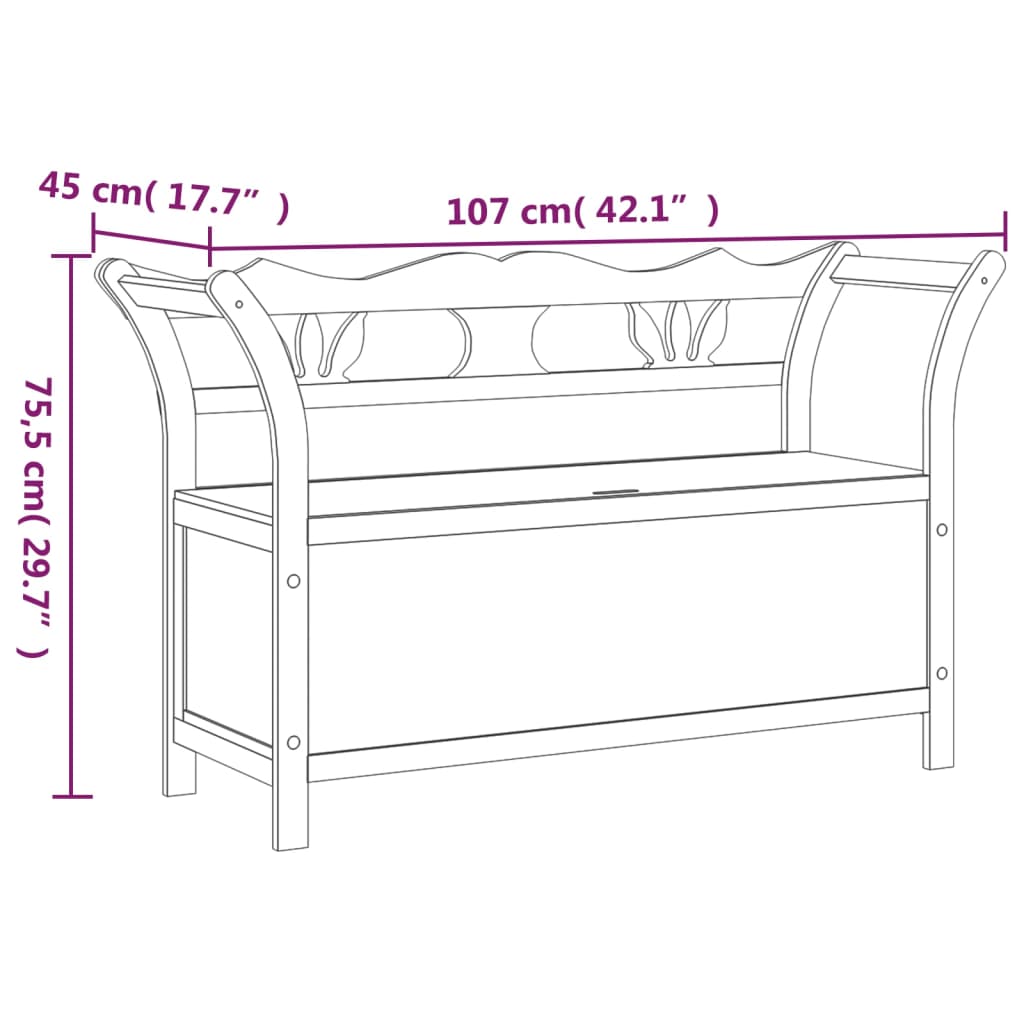 Bankje 107x45x75,5 cm massief vurenhout grijs Opberg- & halbankjes | Creëer jouw Trendy Thuis | Gratis bezorgd & Retour | Trendy.nl