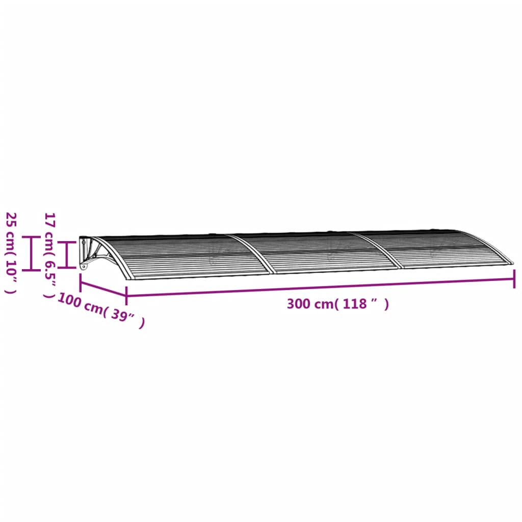 Deurluifel 300x100 cm polycarbonaat zwart Zonwering | Creëer jouw Trendy Thuis | Gratis bezorgd & Retour | Trendy.nl