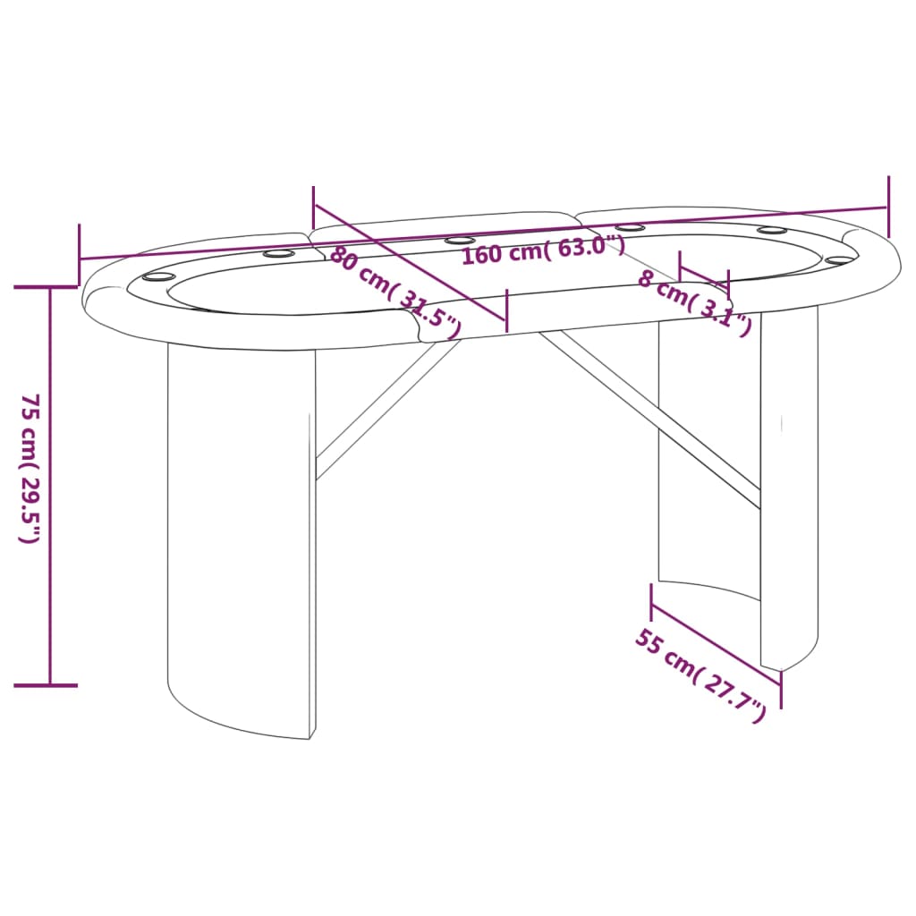 Pokertafel voor 10 spelers 160x80x75 cm groen Poker- & spellentafels | Creëer jouw Trendy Thuis | Gratis bezorgd & Retour | Trendy.nl