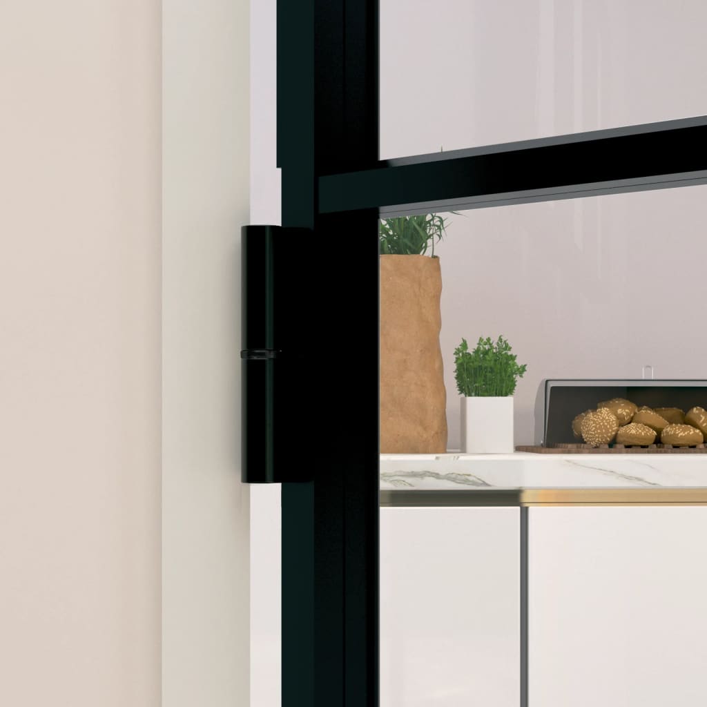 Binnendeur 102x201,5 cm gehard glas en aluminium smal zwart Voordeuren | Creëer jouw Trendy Thuis | Gratis bezorgd & Retour | Trendy.nl