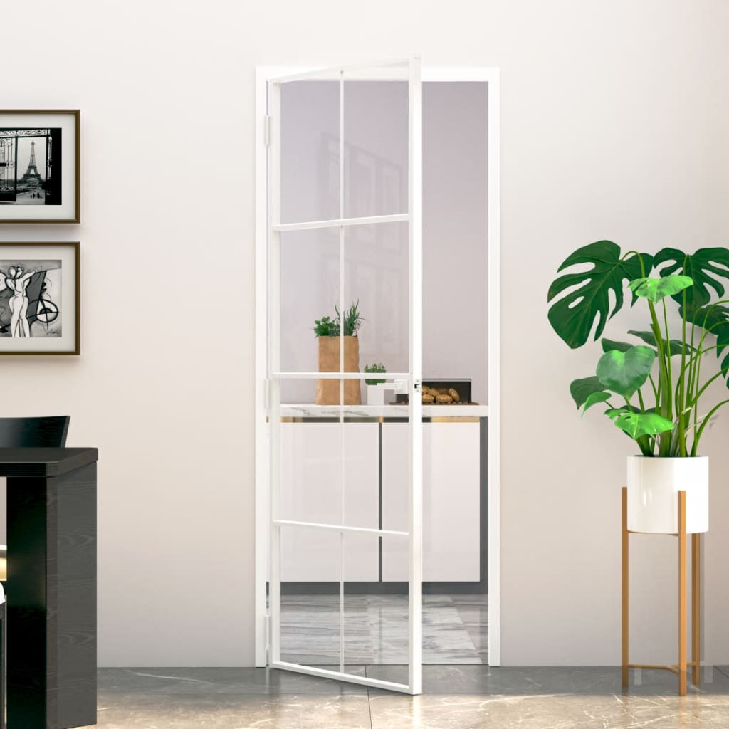 Binnendeur 76x201,5 cm gehard glas en aluminium smal wit Voordeuren | Creëer jouw Trendy Thuis | Gratis bezorgd & Retour | Trendy.nl