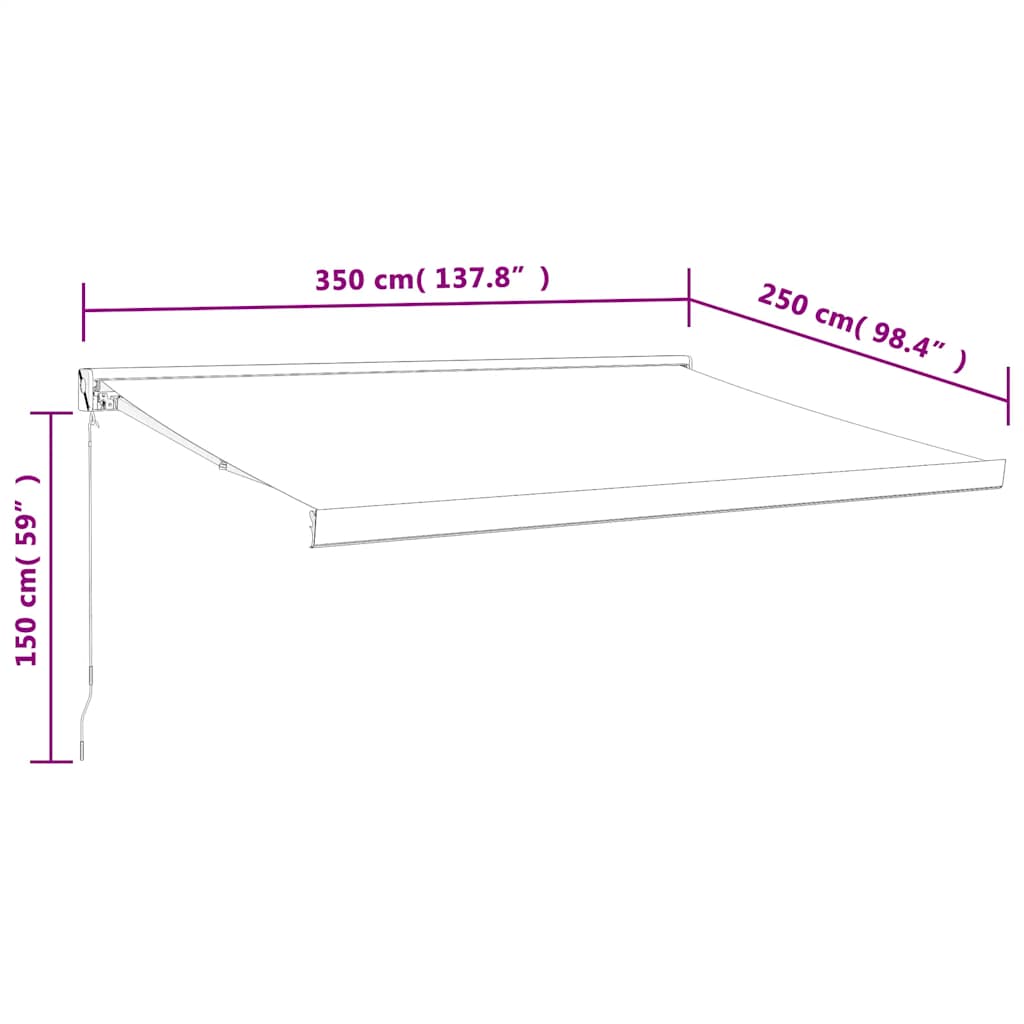 Luifel uittrekbaar 3,5x2,5 m stof en aluminium geel en wit