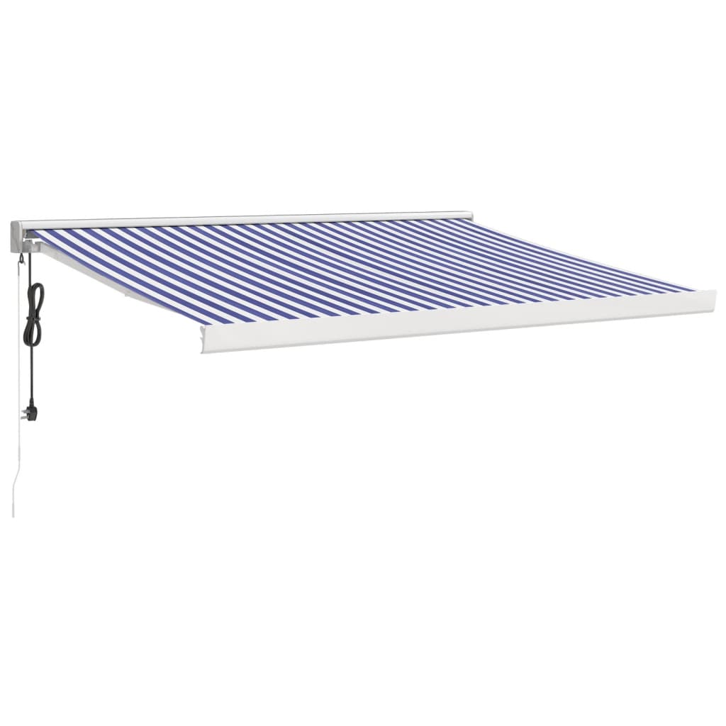 Luifel uittrekbaar 3x2,5 m stof en aluminium blauw en wit