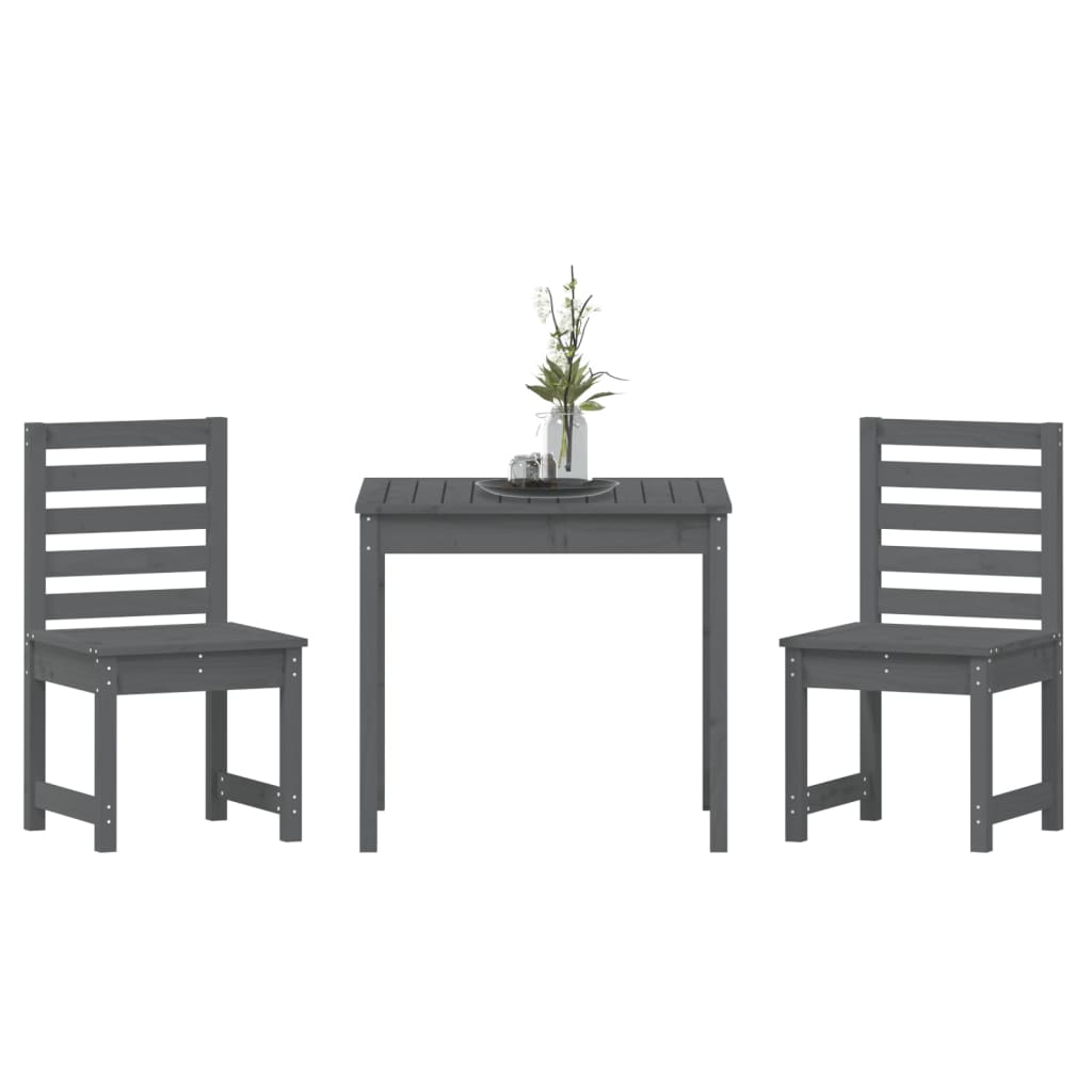 3-delige Bistroset massief grenenhout grijs Tuinsets | Creëer jouw Trendy Thuis | Gratis bezorgd & Retour | Trendy.nl