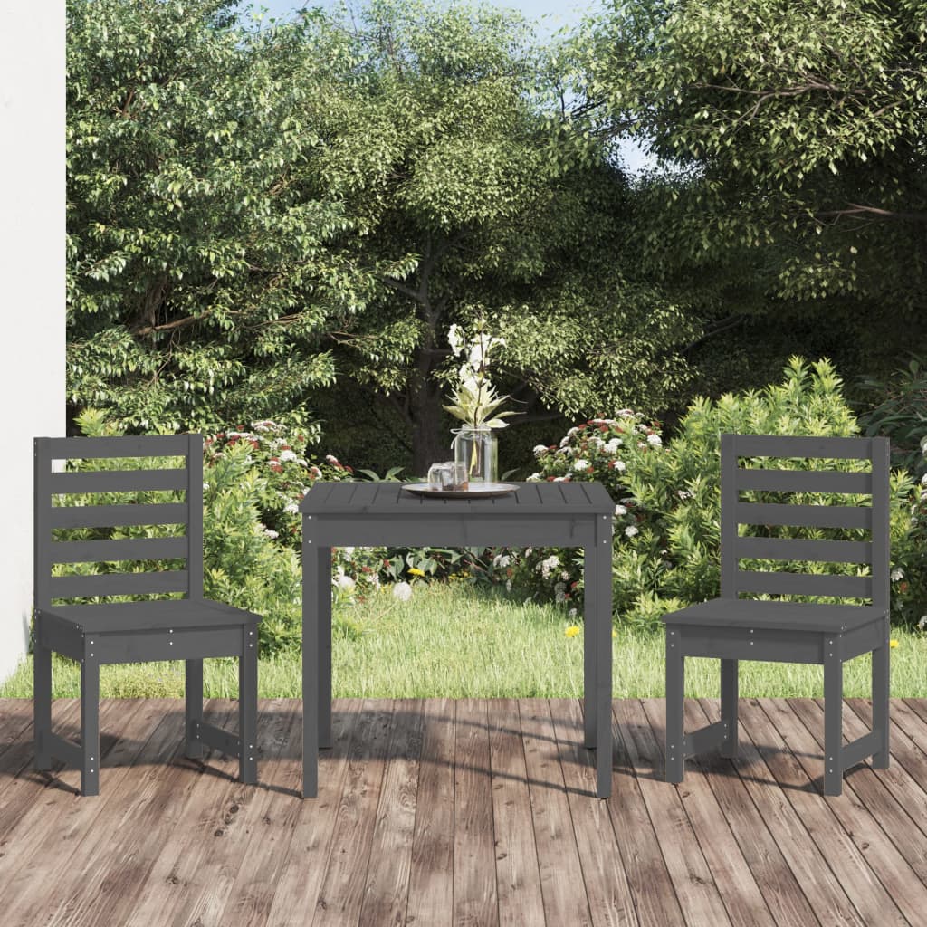 3-delige Bistroset massief grenenhout grijs Tuinsets | Creëer jouw Trendy Thuis | Gratis bezorgd & Retour | Trendy.nl