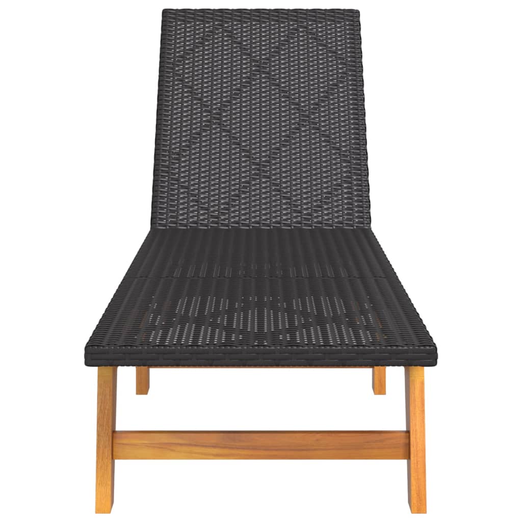 Ligbed poly rattan en massief acaciahout zwart en bruin Ligstoelen | Creëer jouw Trendy Thuis | Gratis bezorgd & Retour | Trendy.nl