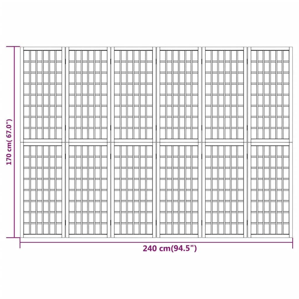 Kamerscherm inklapbaar 6 panelen Japanse stijl 240x170 cm zwart Kamerschermen | Creëer jouw Trendy Thuis | Gratis bezorgd & Retour | Trendy.nl