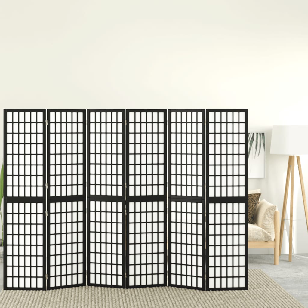 Kamerscherm inklapbaar 6 panelen Japanse stijl 240x170 cm zwart Kamerschermen | Creëer jouw Trendy Thuis | Gratis bezorgd & Retour | Trendy.nl