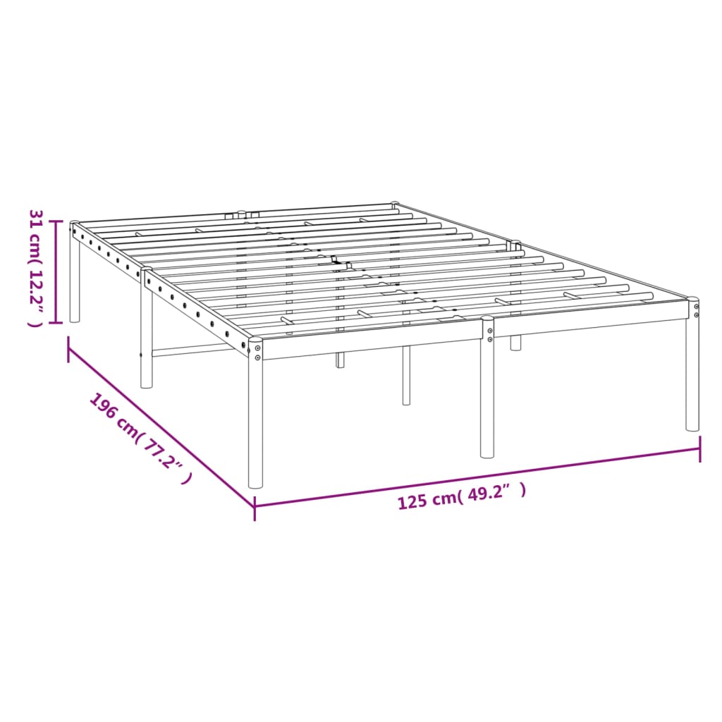 Bedframe metaal zwart 120x190 cm