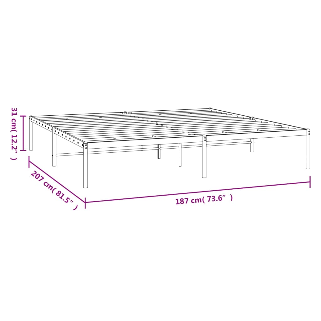 Bedframe metaal zwart 180x200 cm