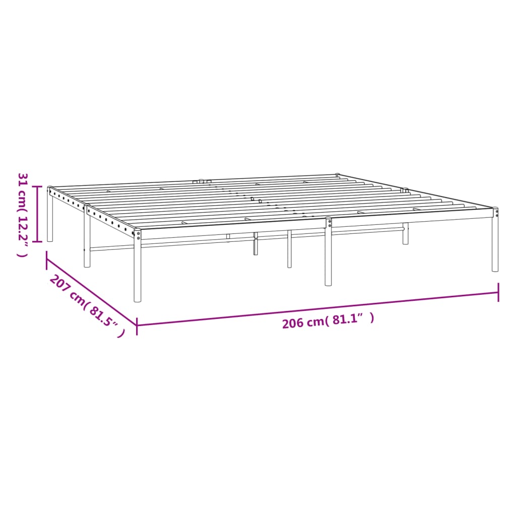 Bedframe metaal zwart 200x200 cm