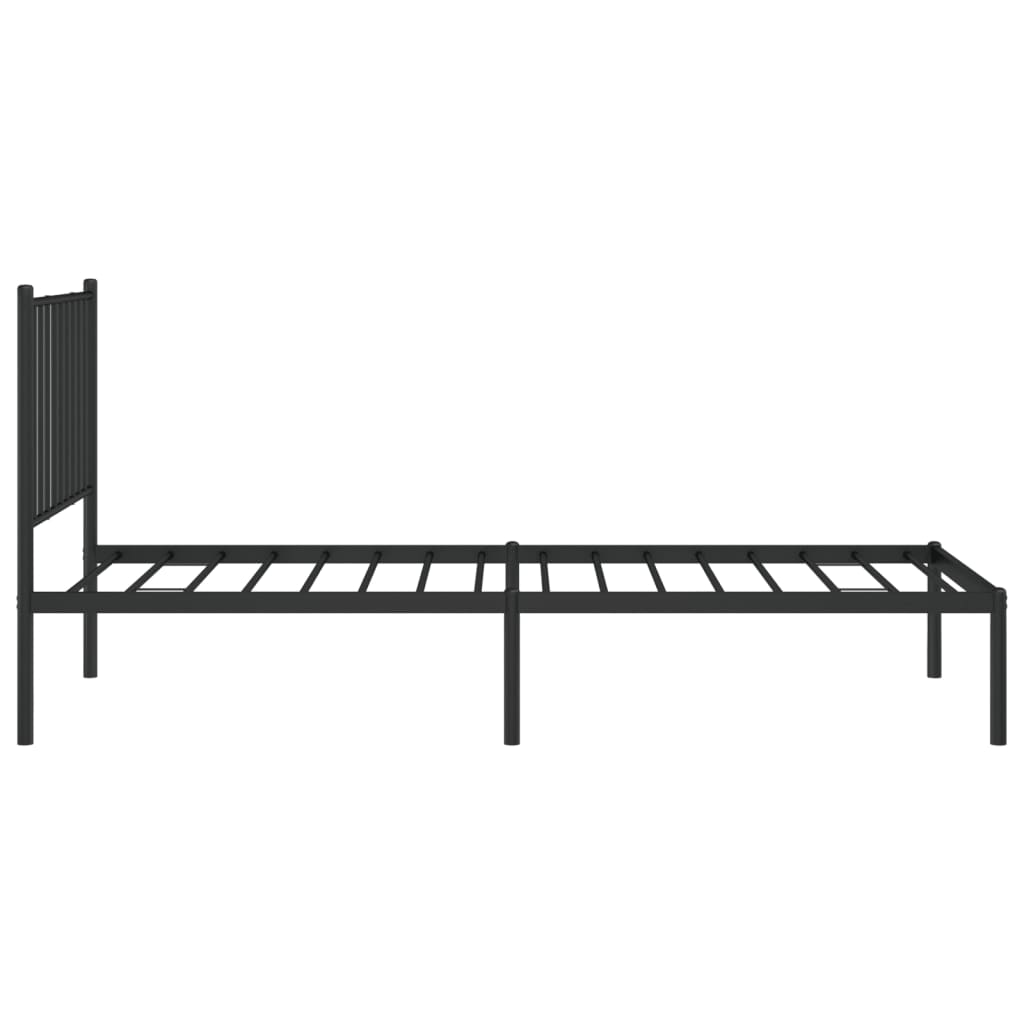 Bedframe met hoofdbord metaal zwart 75x190 cm