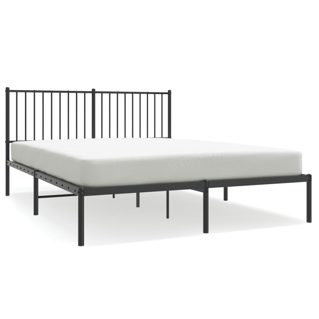 Bedframe met hoofdbord metaal zwart 150x200 cm Bedden & bedframes | Creëer jouw Trendy Thuis | Gratis bezorgd & Retour | Trendy.nl