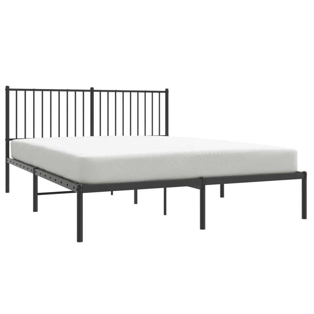 Bedframe met hoofdbord metaal zwart 150x200 cm Bedden & bedframes | Creëer jouw Trendy Thuis | Gratis bezorgd & Retour | Trendy.nl