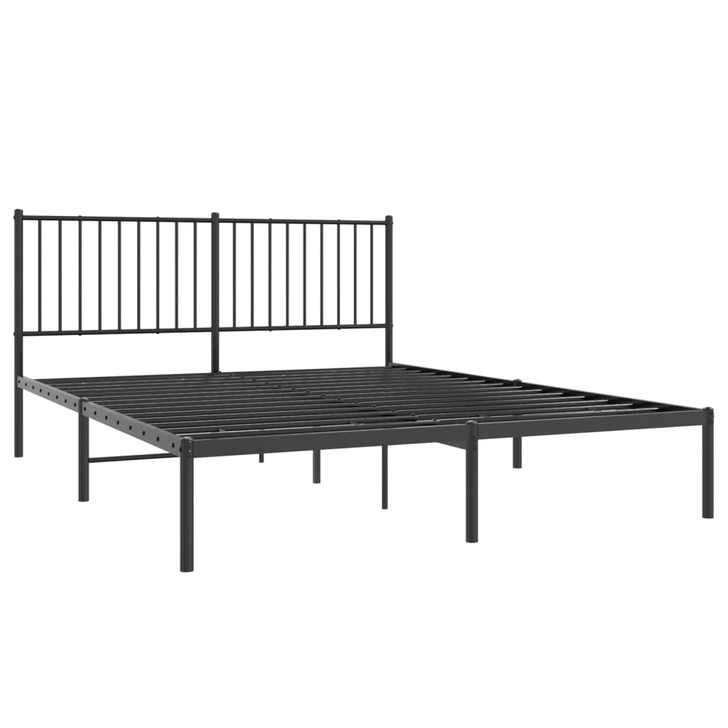 Bedframe met hoofdbord metaal zwart 150x200 cm Bedden & bedframes | Creëer jouw Trendy Thuis | Gratis bezorgd & Retour | Trendy.nl