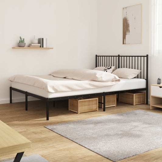 Bedframe met hoofdbord metaal zwart 150x200 cm Bedden & bedframes | Creëer jouw Trendy Thuis | Gratis bezorgd & Retour | Trendy.nl