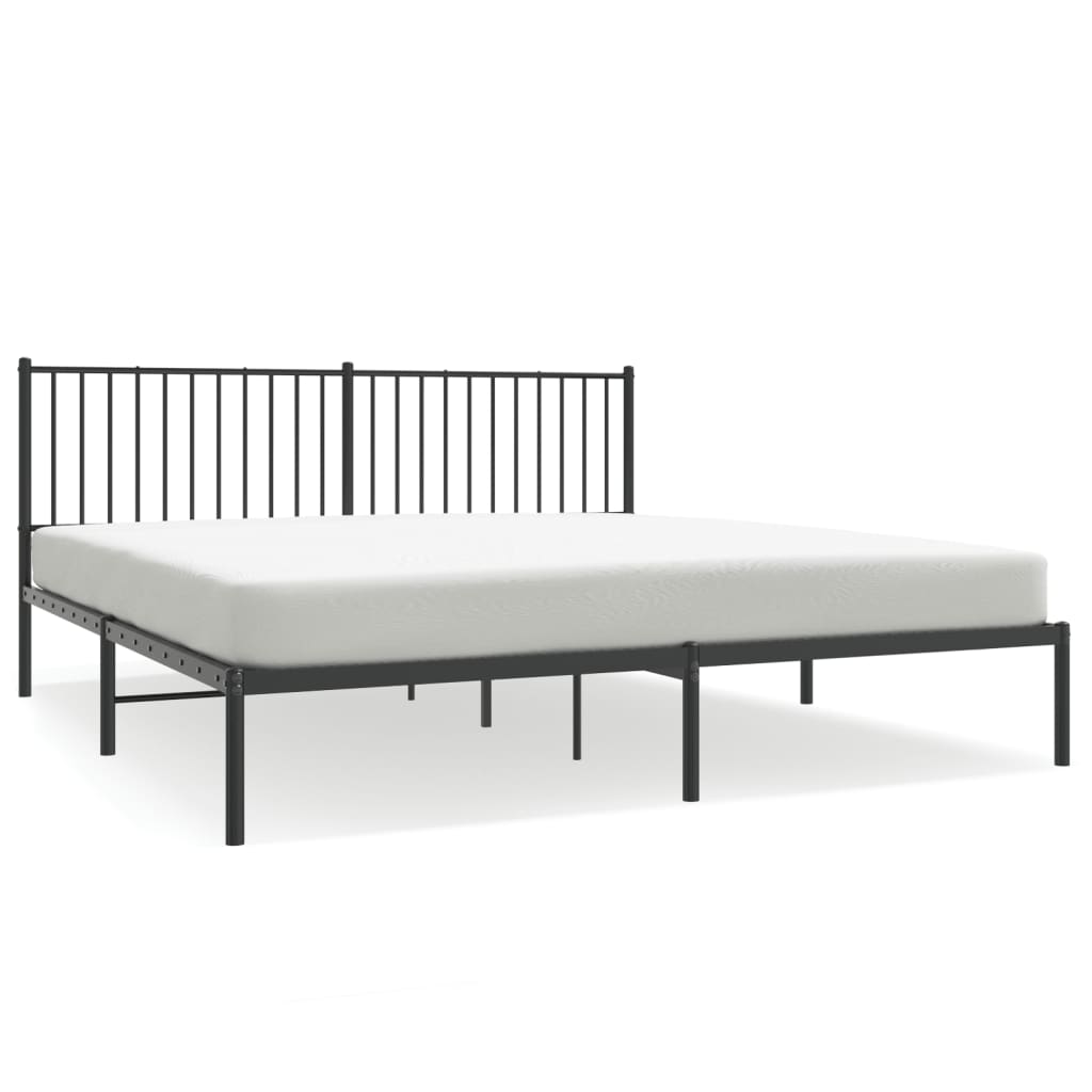 Bedframe met hoofdbord metaal zwart 180x200 cm