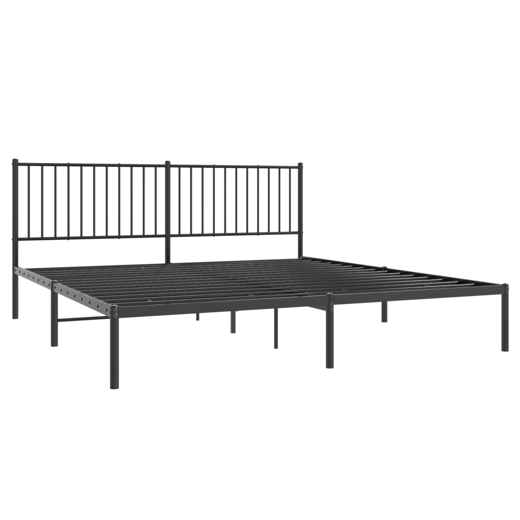 Bedframe met hoofdbord metaal zwart 180x200 cm