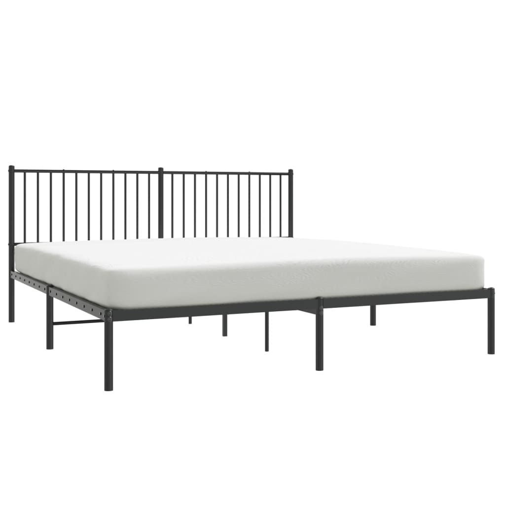 Bedframe met hoofdbord metaal zwart 180x200 cm