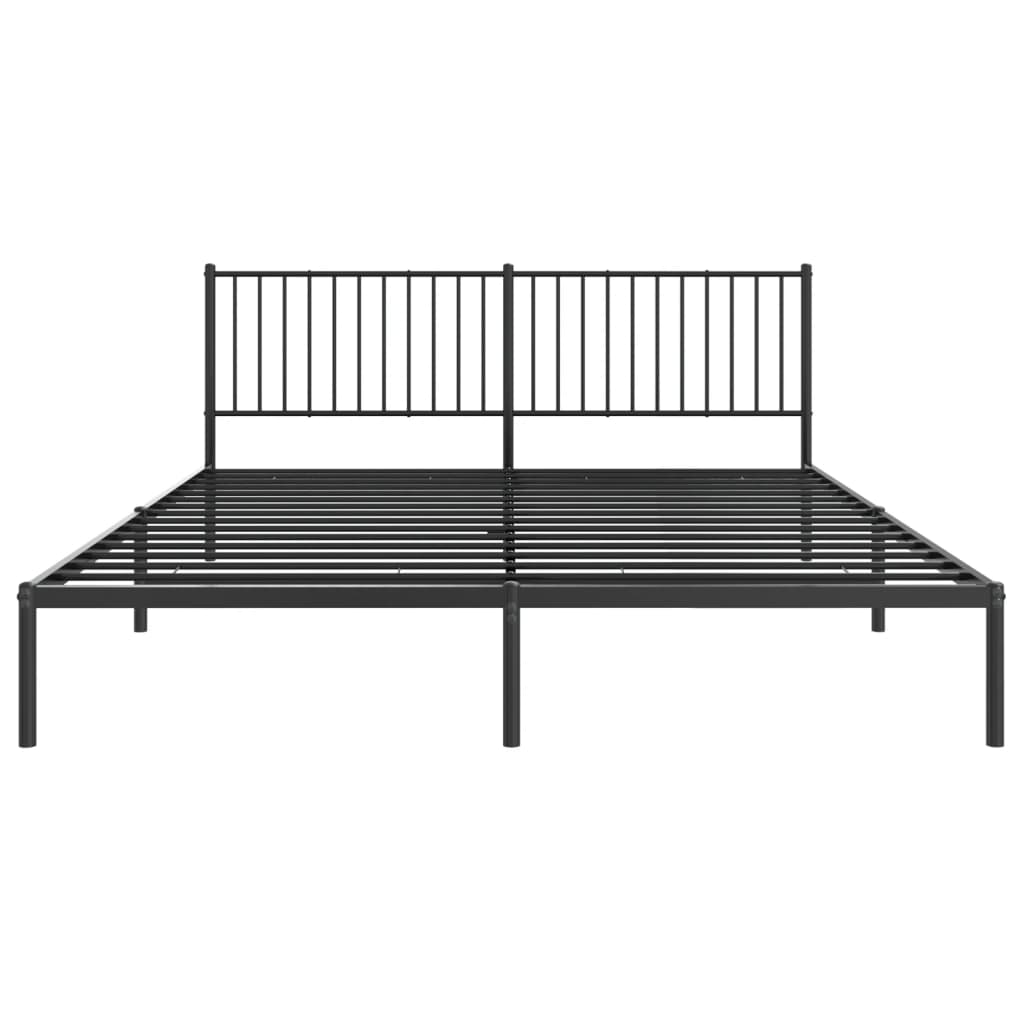 Bedframe met hoofdbord metaal zwart 180x200 cm