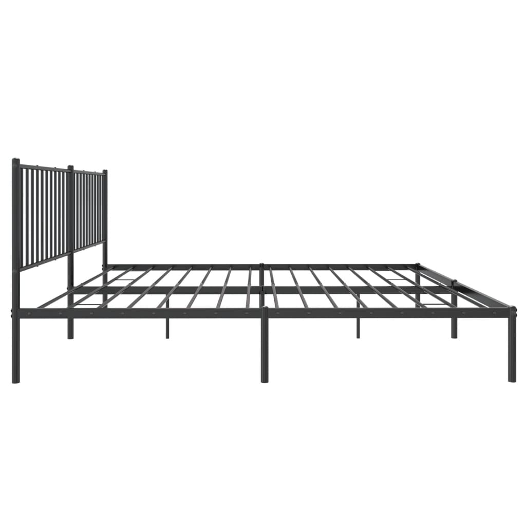 Bedframe met hoofdbord metaal zwart 180x200 cm