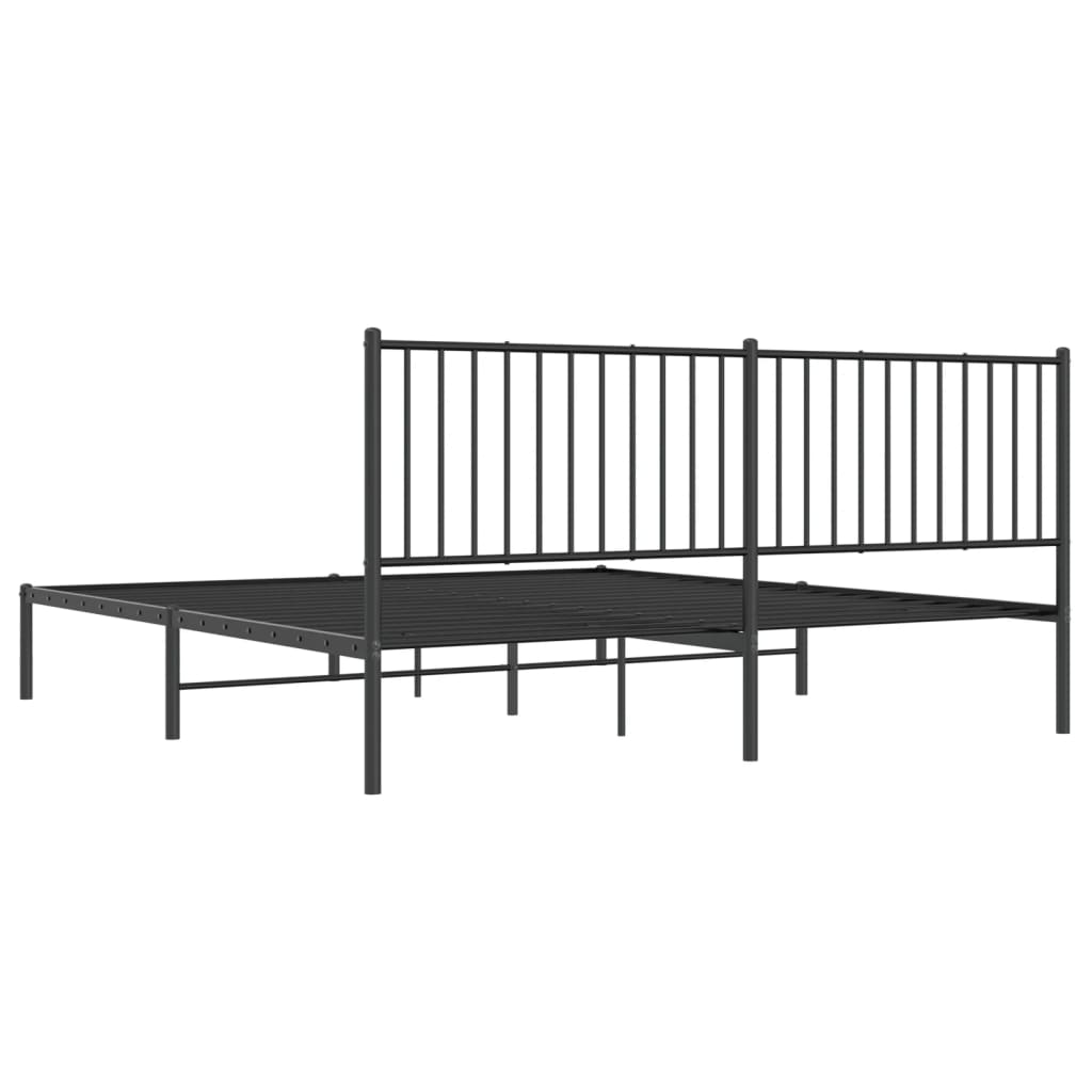 Bedframe met hoofdbord metaal zwart 180x200 cm