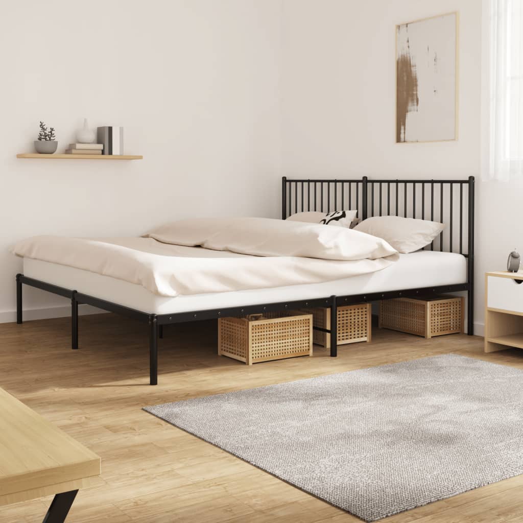 Bedframe met hoofdbord metaal zwart 180x200 cm