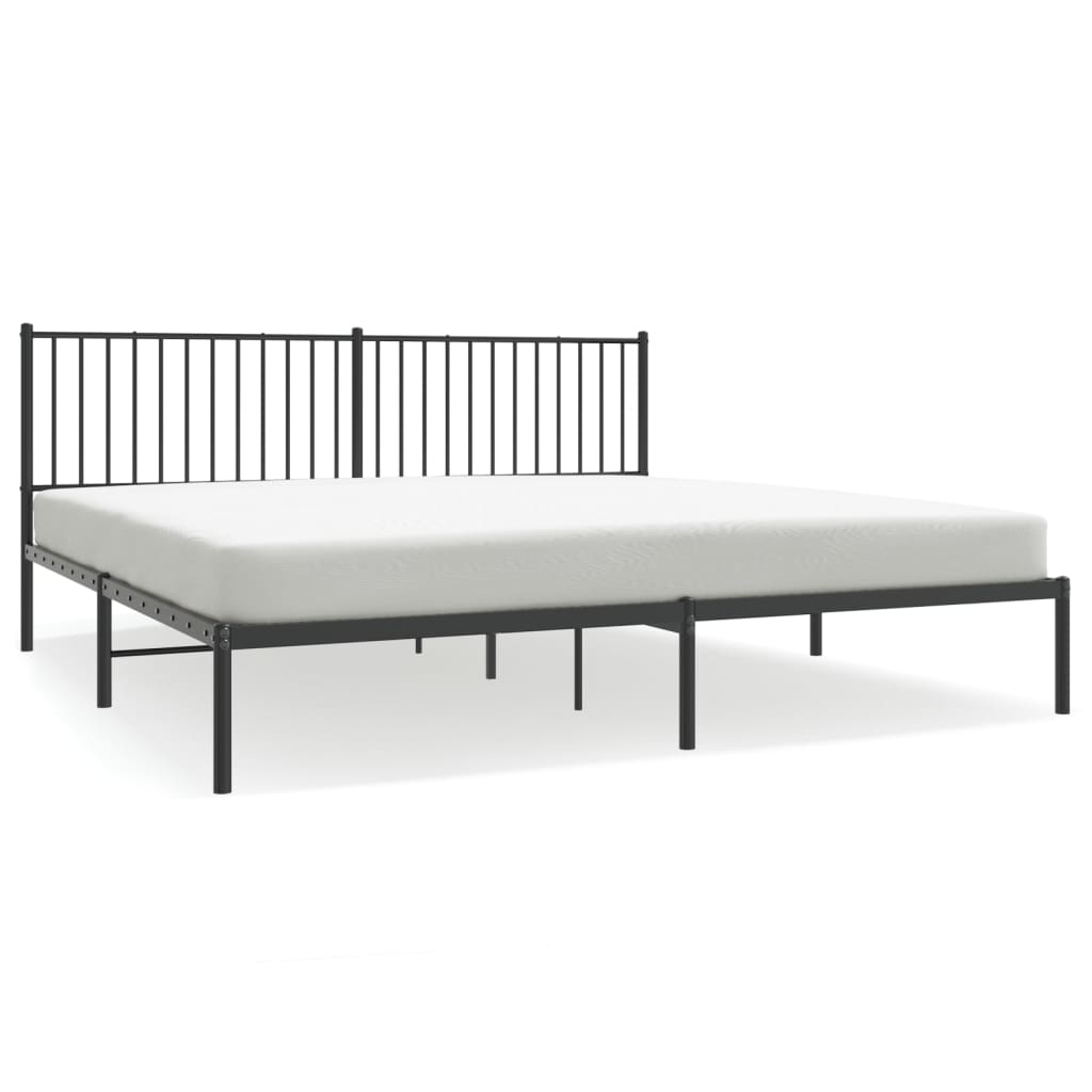 Bedframe met hoofdbord metaal zwart 200x200 cm