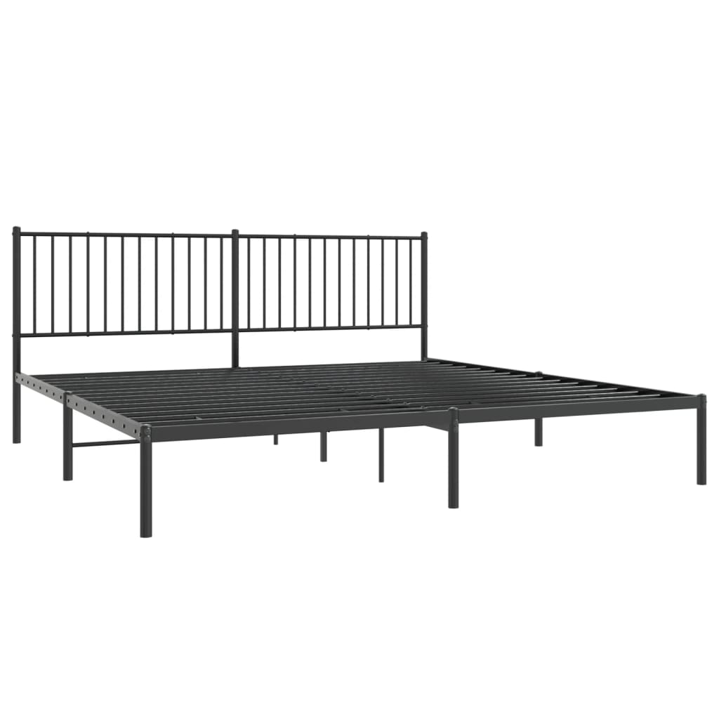 Bedframe met hoofdbord metaal zwart 200x200 cm