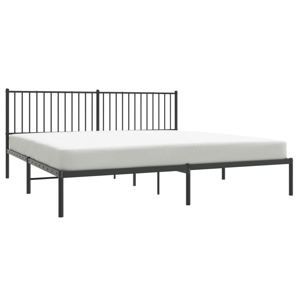 Bedframe met hoofdbord metaal zwart 200x200 cm