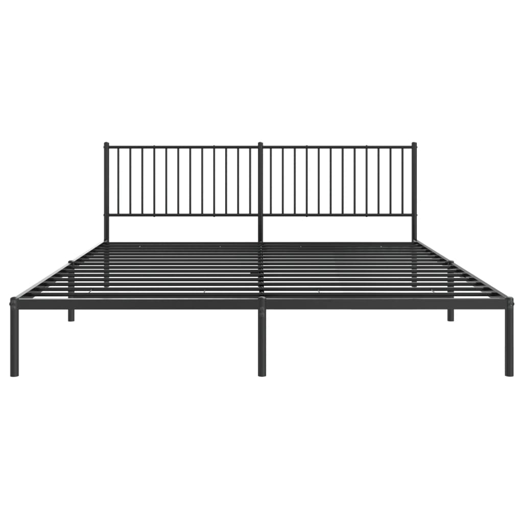 Bedframe met hoofdbord metaal zwart 200x200 cm