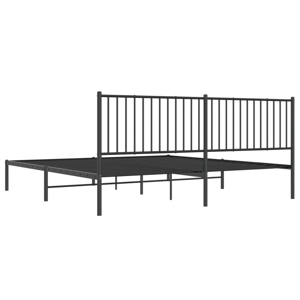 Bedframe met hoofdbord metaal zwart 200x200 cm