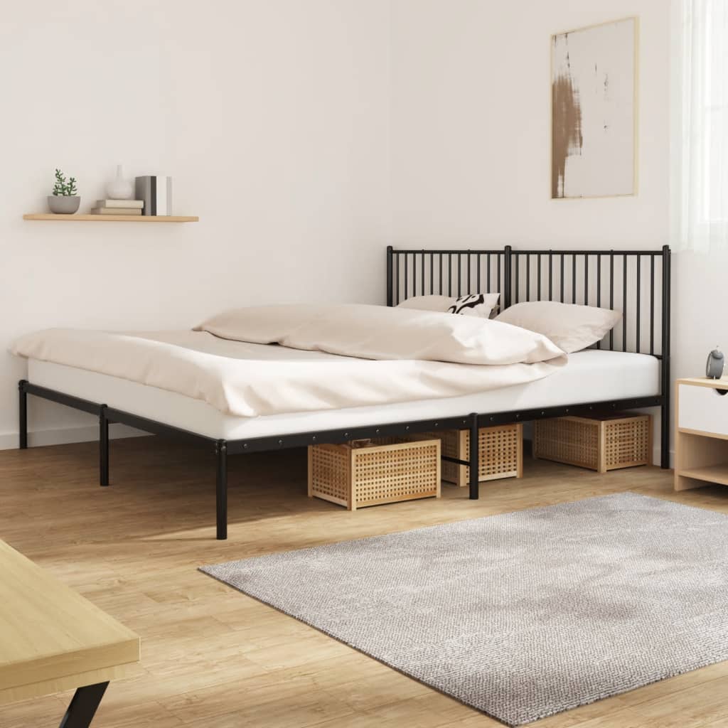 Bedframe met hoofdbord metaal zwart 200x200 cm