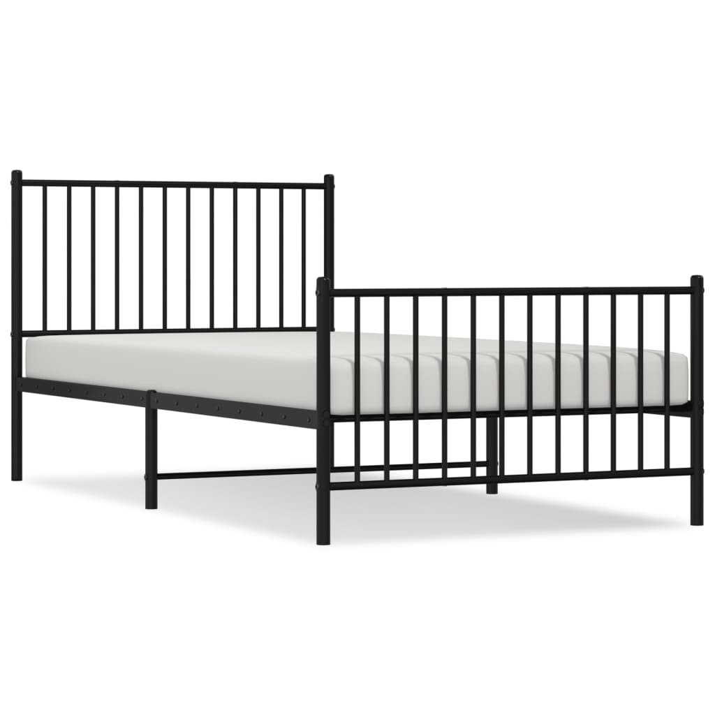 Bedframe met hoofd- en voeteneinde metaal zwart 100x200 cm