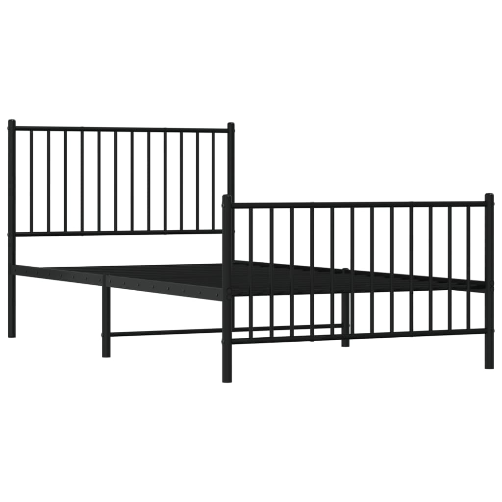 Bedframe met hoofd- en voeteneinde metaal zwart 100x200 cm