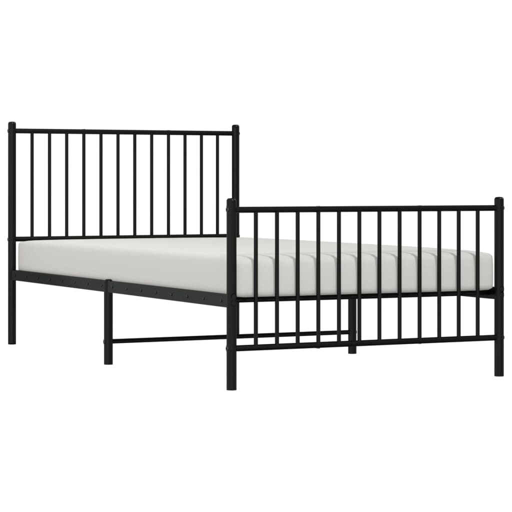 Bedframe met hoofd- en voeteneinde metaal zwart 100x200 cm