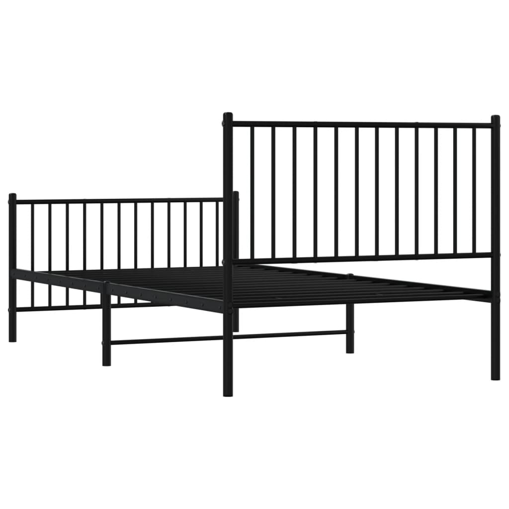 Bedframe met hoofd- en voeteneinde metaal zwart 100x200 cm