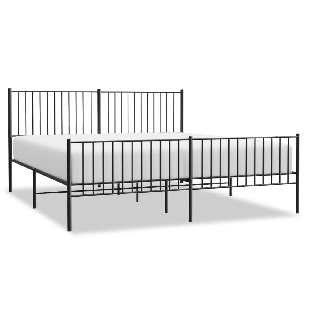 Bedframe met voetbord zonder matras metaal zwart 180x200 cm