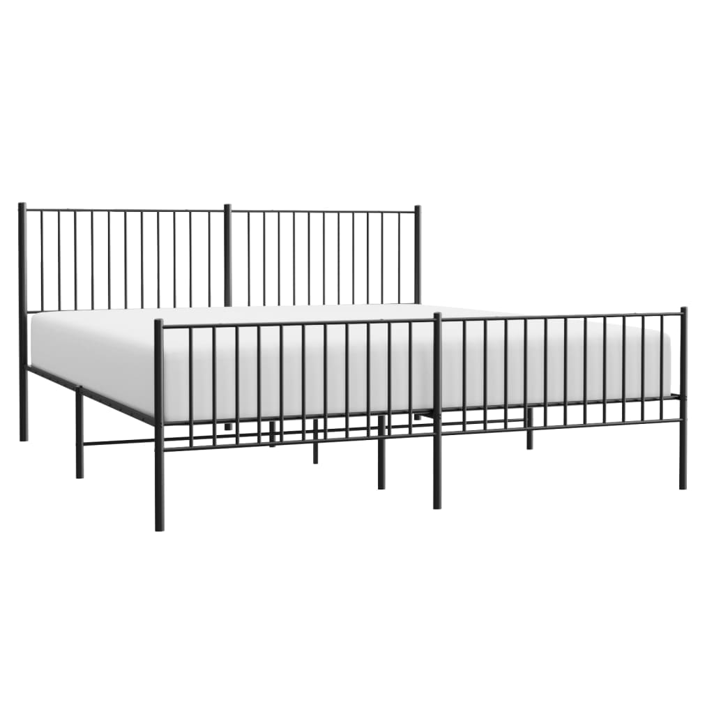 Bedframe met voetbord zonder matras metaal zwart 180x200 cm